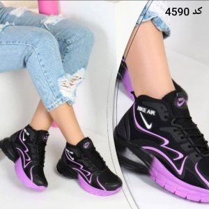 خرید اینترنتی کفش نیم بوت ساقدار زنانه دخترانه مدل رویه پختی مشکی بنفش اصفهان