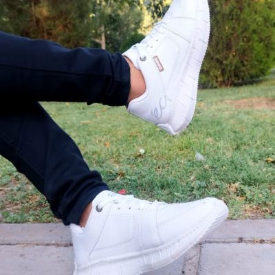 خرید اینترنتی کفش کتونی اسپرت مردانه پسرانه مدل ecco شیک و جذاب سفید تمام اصفهان