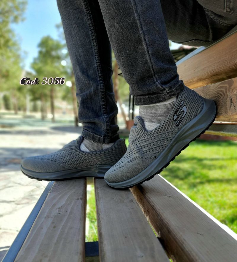 خرید اینرنتی کفش کتونی اسپرت مردانه مدل جدید اسکیچرز بافت مقاوم زیره پیو طوسی اصفهان
