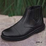 خرید اینترنتی کفش نیم بوت ساقدار مردانه پسرانه ی مدل ساده بندی زیره دور دوخت مشکی اصفهان