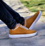 خرید اینترنتی کفش کتونی اسپرت مردانه پسرانه شبرنگ مدل ورساچه خردلی زیره سفید اصفهان