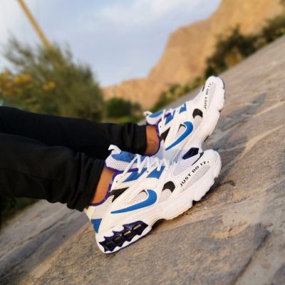 خرید اینترنتی کفش کتونی اسپرت نایک زیره کپسولی مردانه پسرانه با کیفیت بالا سفید آبی اصفهان