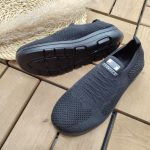 خرید اینترنتی کفش کتونی راحتی مردانه پسرانه مدل اسکیچرز رویه بافت زیره پیو نرم و سبک مشکی اصفهان