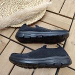 خرید اینترنتی کفش کتونی راحتی مردانه پسرانه مدل اسکیچرز رویه بافت زیره پیو نرم و سبک مشکی اصفهان