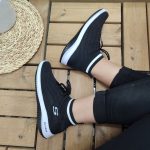 خرید اینترنتی کفش ساقدار دخترانه زنانه مدل جذاب اسکیچرز مشکی سفید اصفهان