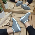 خرید اینترنتی کفش ساقدار مدل اسکیچرز زنانه دخترانه طوسی سفید اصفهان