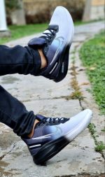 خرید اینترنتی کفش کتونی اسپرت نایک مردانه پسرانه دو رنگ مشکی سفید بروز اصفهان