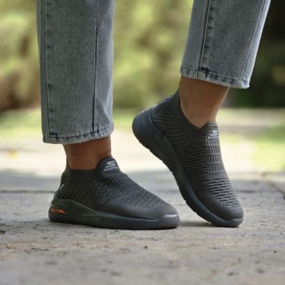 خرید اینترنتی کفش اسپرت زنانه و دخترانه مدل اسکیچرز جورابی با کیفیت مناسب پیاده روی رنگ طوسی زیبا اصفهان