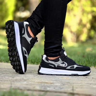 خرید اینترنتی کفش کتونی اسپرت مردانه و پسرانه مدل نایک خاص و باکلاس رنگ مشکی طوسی بی نظیر اصفهان