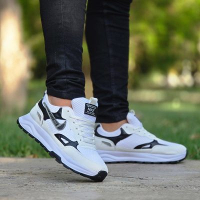 خرید اینترنتی کفش کتونی اسپرت مردانه و پسرانه مدل نایک بی نظییییر رنگ سفید مشکی پرفروش اصفهان