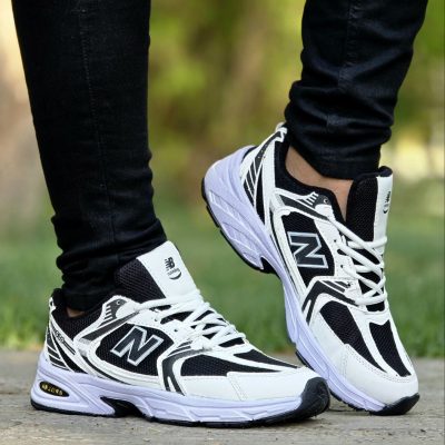 خرید اینترنتی کفش کتونی ست اسپرت زنانه و مردانه مدل نیوبالانس530 جذاب و خاص رنگ سفید مشکی جدید اصفهان
