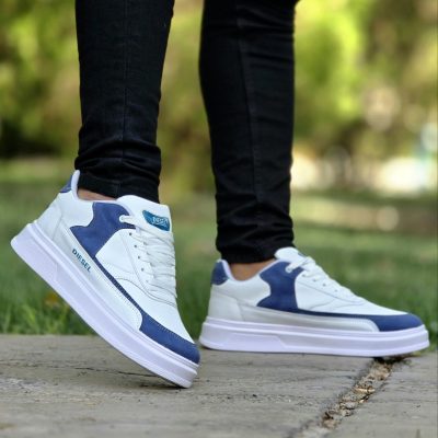 خرید اینترنتی کفش اسپرت مردانه پسرانه مدل ونس دیزل با کیفیت عاااالی رنگ سفید آبی خاص اصفهان