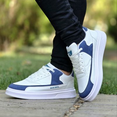 خرید اینترنتی کفش اسپرت مردانه پسرانه مدل ونس دیزل با کیفیت عاااالی رنگ سفید آبی خاص اصفهان