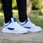 خرید اینترنتی کفش اسپرت مردانه پسرانه مدل Amiri ( امیری) بسیار نرم و خوشپا رنگ سفید آبی زیبا اصفهان