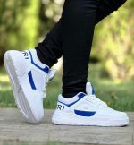 خرید اینترنتی کفش اسپرت مردانه پسرانه مدل Amiri ( امیری) بسیار نرم و خوشپا رنگ سفید آبی زیبا اصفهان