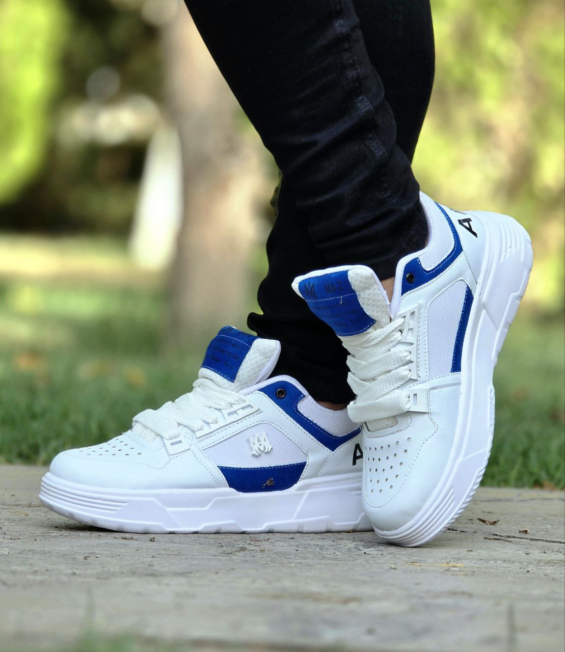 خرید اینترنتی کفش اسپرت مردانه پسرانه مدل Amiri ( امیری) بسیار نرم و خوشپا رنگ سفید آبی زیبا اصفهان خرید اینترنتی کفش اسپرت مردانه پسرانه مدل Amiri ( امیری) بسیار نرم و خوشپا رنگ سفید آبی زیبا اصفهان