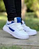 خرید اینترنتی کفش اسپرت مردانه پسرانه مدل Amiri ( امیری) بسیار نرم و خوشپا رنگ سفید آبی زیبا اصفهان