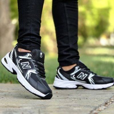 خرید اینترنتی کفش کتونی ست اسپرت زنانه و مردانه مدل نیوبالانس530 جدید و راحت رنگ مشکی سفید بی نظیر اصفهان