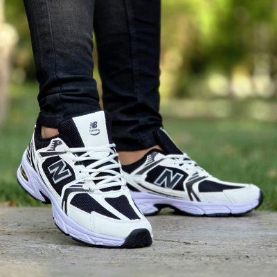 خرید اینترنتی کفش کتونی ست اسپرت زنانه و مردانه مدل نیوبالانس530 جذاب و خاص رنگ سفید مشکی جدید اصفهان