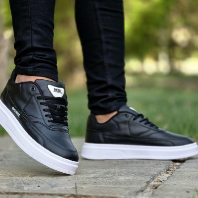 خرید اینترنتی کفش اسپرت مردانه پسرانه مدل ونس دیزل جذاب و با دوام رنگ مشکی تمام زیره سفید سبک اصفهان