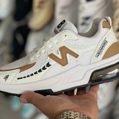 خرید اینترنتی کفش کتونی اسپرت دخترانه و زنانه مدل نیوبالانس خاص و جدید رنگ سفید قهوه ای زیبا اصفهان