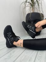 خرید اینترنتی کفش کتونی اسپرت زنانه دخترانه مدل سالامون شیک و زیبا رنگ مشکی سفید سبک اصفهان