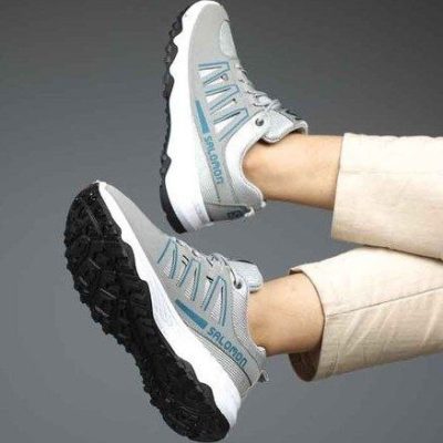 خرید اینترنتی کفش کتونی اسپرت مردانه پسرانه مدل سالامون جذاب و خاص رنگ طوسی آبی مقاوم اصفهان