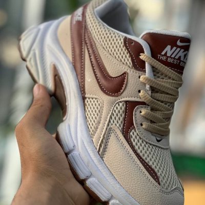 خرید اینترنتی کفش اسپرت زنانه دخترانه مدل نایک زیبا و شیک رنگ کرم زرشکی ویژه اصفهان