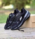 خرید اینترنتی کفش کتونی اسپرت مردانه پسرانه بزرگپا مدل اسکیچرز محکم و بادوام رنگ مشکی تمام سبک اصفهان