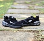 خرید اینترنتی کفش کتونی اسپرت مردانه پسرانه بزرگپا مدل اسکیچرز محکم و بادوام رنگ مشکی تمام سبک اصفهان