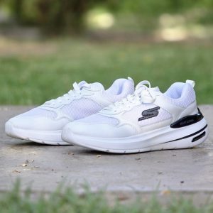 خرید اینترنتی کفش کتونی اسپرت مردانه پسرانه بزرگپا مدل اسکیچرز ایده ال برای استفاده روزمره رنگ سفید تمام بی نظیر اصفهان