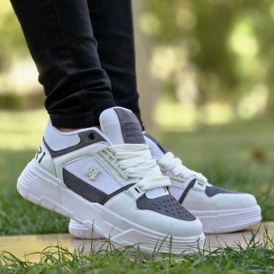 خرید اینترنتی کفش اسپرت مردانه پسرانه مدل Amiri ( امیری) خوشپا و پرفروش رنگ سفید طوسی بی نظیر اصفهان