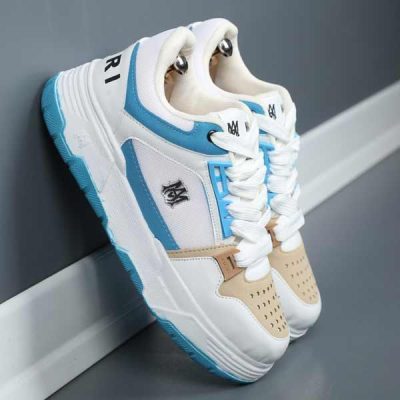 خرید اینترنتی کفش اسپرت مردانه پسرانه مدل Amiri ( امیری) باکیفیت و نفیس رنگ سفید ابی کرم سبک اصفهان