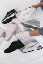 خرید اینترنتی کفش کتونی اسپرت زنانه دخترانه مدل نایک اصیل و زیبا رنگ سفید مشکی بادوام اصفهان