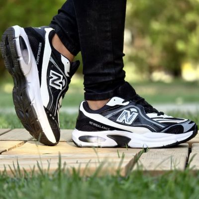 خرید اینترنتی کفش کتونی اسپرت مردانه و پسرانه مدل نیوبالانس طرح کپسولی رنگ مشکی سفید بی نظیر اصفهان