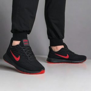 خرید اینترنتی کفش کتونی اسپرت مردانه پسرانه مدل نایک جدید و به روز رنگ مشکی قرمز شیک اصفهان