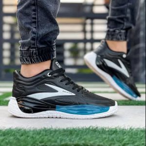 خرید اینترنتی کفش کتونی اسپرت بروکس کپسولی مردانه پسرانه شیک و جذاب رنگ مشکی آبی زیره سفید زیبا اصفهان